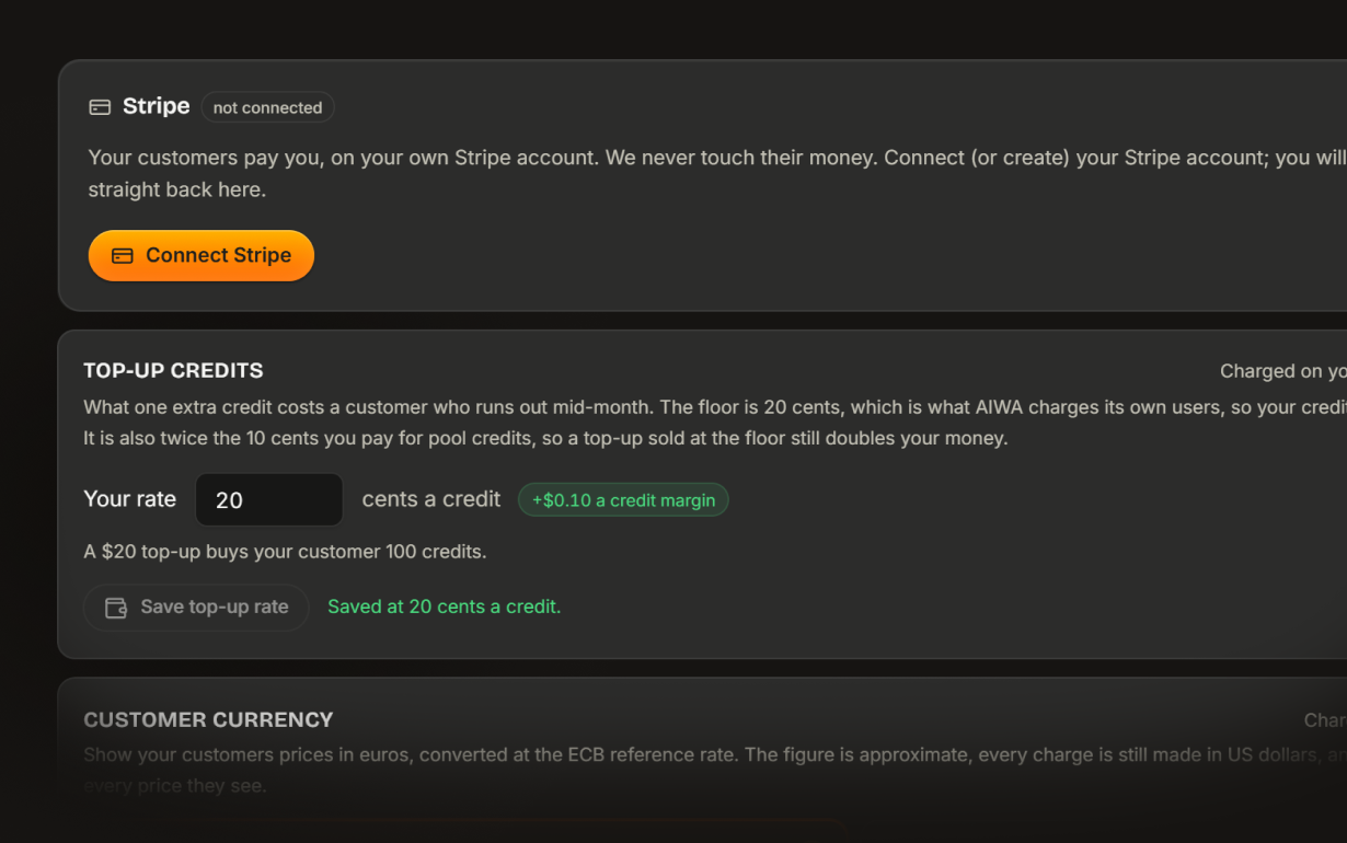 Customer pricing settings